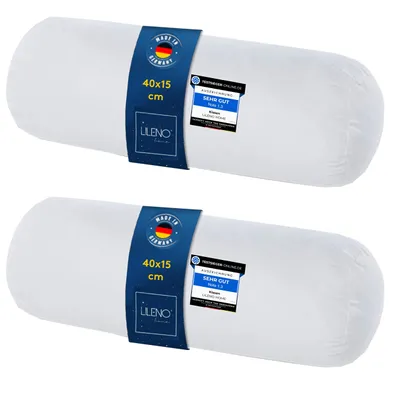 Produktbild von LILENO HOME Microfaser Nackenrolle 15x40 cm [2er Set] bis 95 Grad waschbar mit Reißverschluss - Kopfkissen 15x40 cm als Kissen-Füllung für Bett oder als Deko-Kissen - Sofa-Kissen & Zier-Kissen