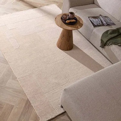 Produktbild von Volero - Wollteppich - Giselle Abstrakt Beige - 160x230 cm - Wohnzimmer, Esszimmer, Schlafzimmer - Klassik, Ländlich, Modern, Skandinavisch