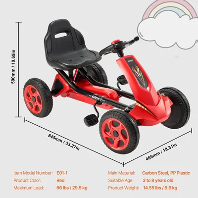 Image de Kinder Go Kart Skelter - Quad tout-terrain à 4 roues - Siège réglable - Pour une utilisation extérieure