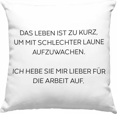 Produktbild von Trendation - Lustige Deko-Kissen mit Füllung 40x40 mit Spruch für Frauen Männer Arbeit Büro Lustig Deko-Kissen mit Füllung 40x40n Becher mit Sprüchen Kollegin Geschenk Sarkasmus Schlechte Laune (Blau)