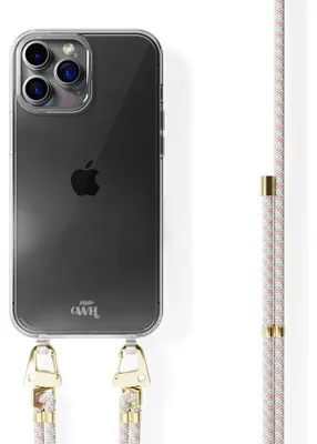 Produktbild von Aqua Pink Transparant Cord Hülle  - Kompatibel mit iPhone 16 Pro Max