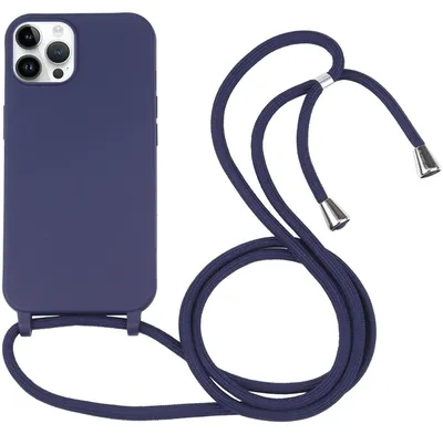 Produktbild von Mobigear Handylanyard für iPhone 16 Pro, Silikon-Handykette – Dunkelblau