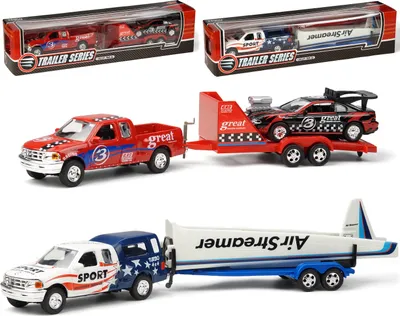 Produktbild von Jeep mit Anhänger, L ca. 30 cm, Diecast Pickup Truck 4x4 Trailer- inkl. Ralley Auto oder Flugzeug