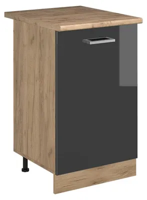 Produktbild von Küchenunterschrank Vicco R-Line Anthrazit Hochglanz/Goldkraft Eiche 50 cm Arbeitsplatte Goldkraft Eiche, Model 70301