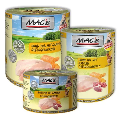 Produktbild von 6 x 400g MAC's Cat Huhn mit ganzen Geflügelherzen