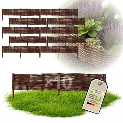 Obrázek produktu pro Floranica 10 kusů Vrbový plot 10 cm x 100 cm – Zahradní plot z vrbového proutí Palisáda Přírodní oplocení Ohraničení záhonu
