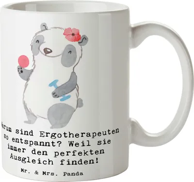 Produktbild von Mr. & Mrs. Panda Bürotasse Ergotherapeutin Balance - Weiß - Geschenk, cappuccinotasse, Beruf, Berufsliebe, Kaffeebecher, Tasse, Wertschätzung, kreative Geschenke, Geduld