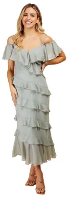 Produktbild von Little Mistress Damen Midaxi Rüschenrüschen Kleid für besondere Anlässe, Seerose