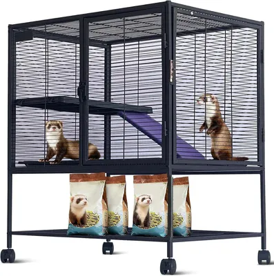 Produktbild von Kleintierkäfig Metall 77x52x92 cm Nagerkäfig Hamsterkäfig Meerschweinchenkäfig mit Gitter für Kleintiere
