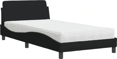 Produktbild von vidaXL Bett mit Matratze "Dover" Schwarz 100x200 cm Stoff