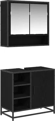 Immagine prodotto di vidaXL Set di mobili da bagno 2 pezzi in rovere nero a base di legno