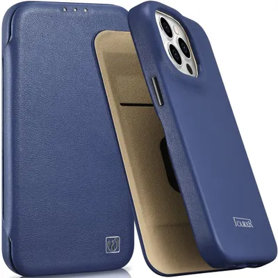 Produktbild von Icarer Ce Premium Leder Folio Etui Iphone 14 Pro Mit Klappe Magnetisch Magsafe Blau (Wmi14220714-Bu)