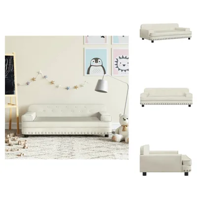 Imagen del producto de vidaXL Sofá infantil color crema, 90x53x30 cm, tapizado en terciopelo - Muebles para bebés y niños pequeños