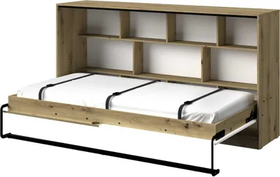 Produktbild von Minio, Bett im Kleiderschrank "Nantes" 90x200 cm, ohne Matratze, Artisan Eiche/Weiss Matt Farbe