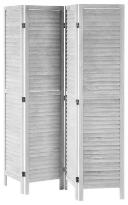 Produktbild von SucceBuy 4-teiliger faltbarer Raumteiler, 170 cm hohe Sichtschutz-Trennwand, tragbarer Dekorationsschirm für Raumtrennung, ideal für Büro, Restaurant und Schlafzimmer (Hellgrau)