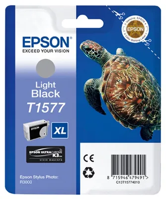 Produktbild von Epson Turtle T1577 Light Black, Hohe (XL-) Ausbeute, Light schwarz, Tinte auf Pigmentbasis, 25,9 ml, 1 Stück(e), 23000 Seiten