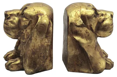 Produktbild von Clayre & Eef Buchstützen 2er-Set Goldfarbig Kunststoff