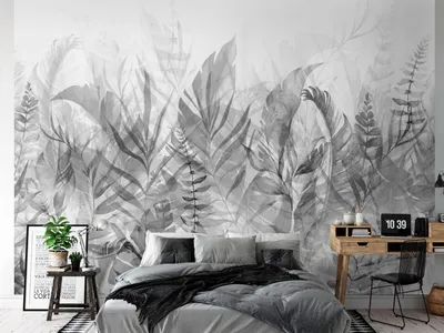 Zdjęcie produktu dla Tapeta flizelinowa szare liście 400x280 cm fototapeta XXL natura rośliny botanika jak malowane b-A-0696-a-c