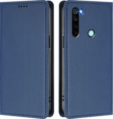 Produktbild von Handyhülle für Xiaomi Redmi Note 8, Kunstleder Klapphülle Stoßfeste Magnetische Hülle mit Ständer Dunkelblau