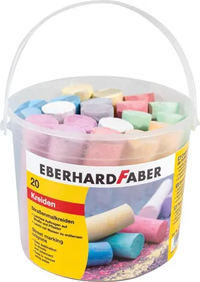 A bucket of colorful chalks for street marking.