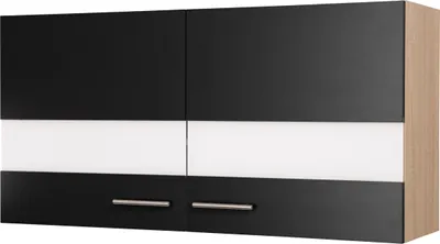Produktbild von Oberschrank Hängeschrank 110 cm Eiche Sägerau Schwarz Merle Respekta
