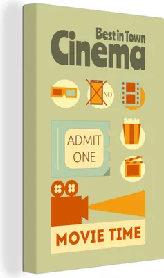 Produktbild von MuchoWow® - Leinwandbilder - Illustration der Regeln im Kino, Wandbild, Wanddeko Bilder Wohnzimmer, 20x30 cm