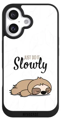 Produktbild von NIVOCASE Handyhülle für Apple iPhone 16 Hülle NIVOpure Case Schwarz Faultier Tiere lazy sunday