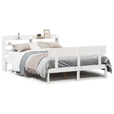 Produktbild von vidaXL Massivholzbett ohne Matratze Weiß 135x190 cm Kiefernholz