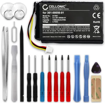 Produktbild von CELLONIC 1x Akku für Navigation Kompatibel mit Garmin nüvi 65LMT, Nüvi 42, Nüvi 2689, 361-00056-01 - (1100mAh, 3.7V) + Werkzeug-Set