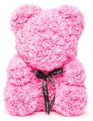 Produktbild von Rosenbär 40 cm – Teddybär aus künstlichen Rosen in Rosa – Ein romantisches Geschenk mit langer Lebensdauer in Geschenkbox – Perfekt für Valentinstag, Geburtstag, Jahrestag, Verlobung, Weihnachten und als stilvolle Wohndekoration [A0221-R]