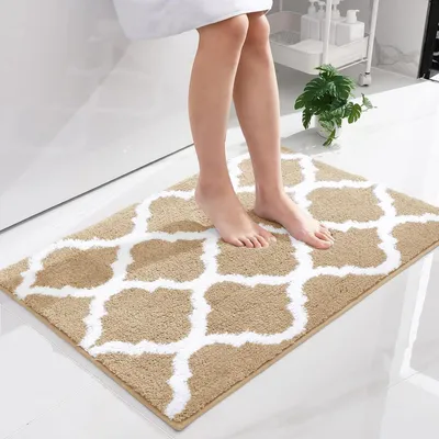 Imagen del producto de Alfombrilla antideslizante de 60 x 90 cm con microfibra suave en color beige