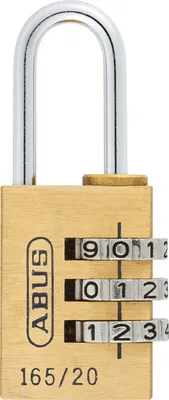 Produktbild von ABUS Zahlenschloss 165, Vorhängeschloss Messing, Vers. Größen, indiv. Zahlencode