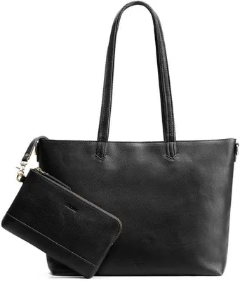 Produktbild von Damenhandtasche aus Leder mit Laptopfach und Geldbörse