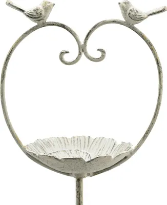 Produktbild von Exner | Vogelbad mit Ständer - Höhe 104 cm - Metall - Romantisches Design - Dekorative Vögel