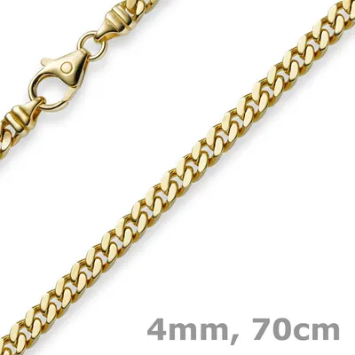 Produktbild von 4mm Panzerkette Kette Collier aus 750 Gold Gelbgold Goldkette 70cm Uni