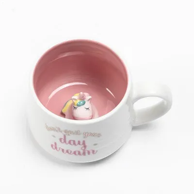 Immagine prodotto di Tazza a forma di unicorno 3D, ideale per bambini, in Vetroceramica, capacità 350 ml, adatta al lavaggio in lavastoviglie e all'uso nel microonde