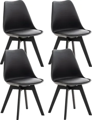 Produktbild von CLP 4er Set Esszimmerstuhl Linares Mit Buchenholzgestell schwarz/schwarz Material Kunststoff