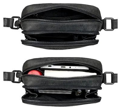 Produktbild von Tobias Herrenhandtasche aus Echtleder – Kleine Umhängetasche für Männer in Carbon-Grau