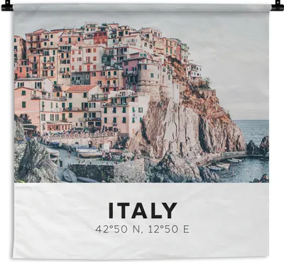 Produktbild von MuchoWow® Wandteppich Wandbehang Meer - Cinque Terre - Italien - Amalfi 60x60 cm Tapisserie Dekoration Wandtuch - Dekorationen - Wand Decke