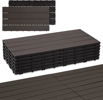 Produktbild von Aopunly 18 Stück=3 m² Terrassenfliesen Balkonfliesen WPC Fliesen Balkon Garten Dunkelbraun 30x60cm