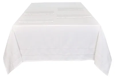 Tischdecke 100% Baumwolle Halbleinen weiß 137x178 cm