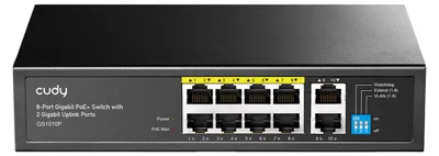 Obrázok produktu pre Cudy GS1010P, Gigabit Ethernet (10/100/1000), Podpora napájania cez Ethernet (PoE), Inštalácia do Racku, Stolová/nástenná montáž, Montovateľné na stenu