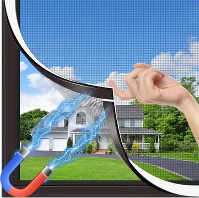 Produktbild von Fliegengitter Fenster Magnet 120x130cm Ohne Bohren Zuschneidbar