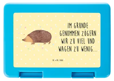 Produktbild von Mr. & Mrs. Panda Bentobox Igel Herzen - Gelb Pastell - Geschenk, Leben, Lunchbox, Lustige Sprüche, Liebe, Kuss, Herz, Bento Box, Brotbehälter, Snackbox, Snackdose