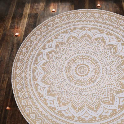Produktbild von Rundes Mandala Teppich für Boho Chic Dekoration