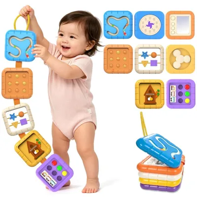 Immagine prodotto di Tavola attività multifunzione 9-in-1 per bambini piccoli, giocattolo educativo per lo sviluppo della motricità secondo il metodo Montessori