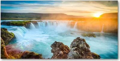 Produktbild von Tulup Glas-Bild -140x70- Wandkunst Dekorative Wand für Küche & Wohnzimmer - Landschaften - Wasserfall - Gelb