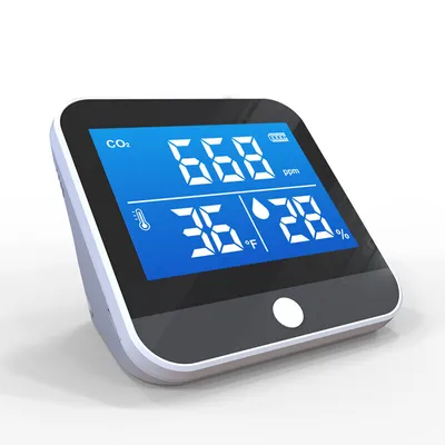 Produktbild von CO2 Messgerät DM-306C mit Temperatur- und Luftfeuchtigkeitsanzeige, Tischgerät mit Akku