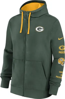 Immagine prodotto di Felpa da uomo Nike NFL Green Bay Packers in cotone con cappuccio e zip integrale, colore Fir/University Gold - M