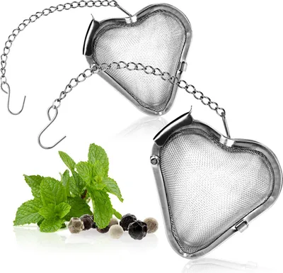 Produktbild von com-four® 2x Teesieb aus rostfreiem Edelstahl 304, spülmaschinengeeignet - Tee-Ei Ø 5,5 cm für losen Tee, Gewürze und Kräuter - feinmaschiger Teefilter mit Kette - Gewürzsieb - Kräutersieb